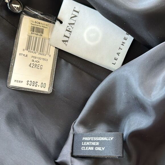 Alfani Men’s Black Genuine Leather Jacket Blazer Sleek Dress Coat Sz 42 REG NWT - Picture 12 of 14